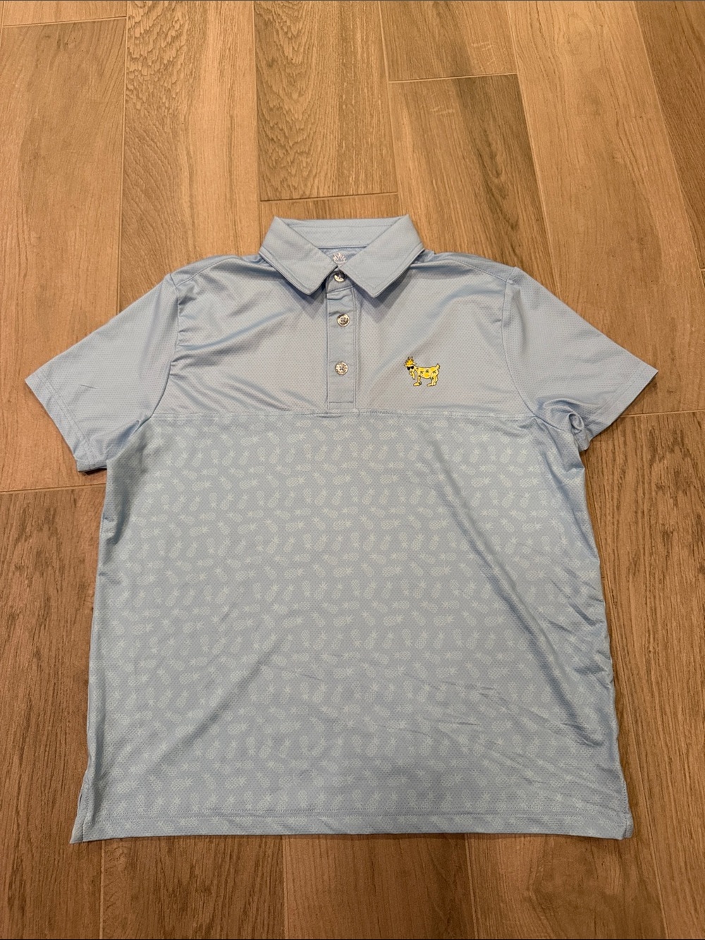 GOAT USA Boys Light Blue Polo Shirt Size Large